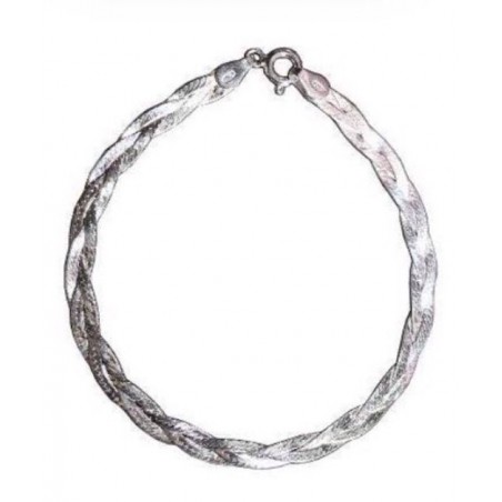 Bracelet Maille Tressée  Double Fil  Argent Massif 925/000 Rhodié Bijoux Femme