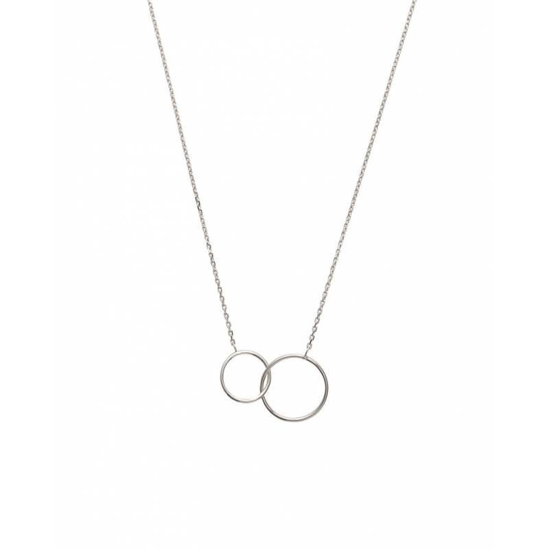 Collier Double Cercles Entrelacés En Argent Massif 925/1000