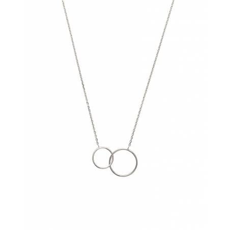Collier Double Cercles Entrelacés En Argent Massif 925/1000
