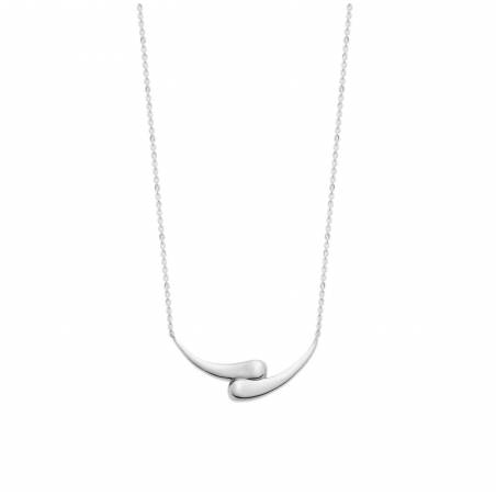 Collier Type Goutte D'eau En Argent Massif 925/1000 Rhodié