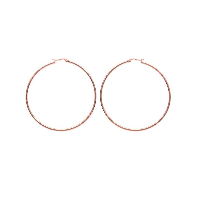 Créoles Lisses 7cm En Acier Inoxydable Rose