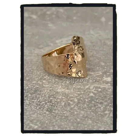 Bague Martelée Plaquée Or 18 Carats - Taille Au Choix (50 à 66) - Neuf Avec étiquettes