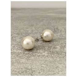 Boucles D'oreilles Grosses Perles 14MM En Argent Massif 925/1000