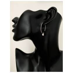 Boucles D'oreilles Créoles Cristal Zirconium Pendant Argent Massif 925 Rhodié