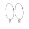 Boucles D'oreilles Créoles Cristal Zirconium Pendant Argent Massif 925 Rhodié