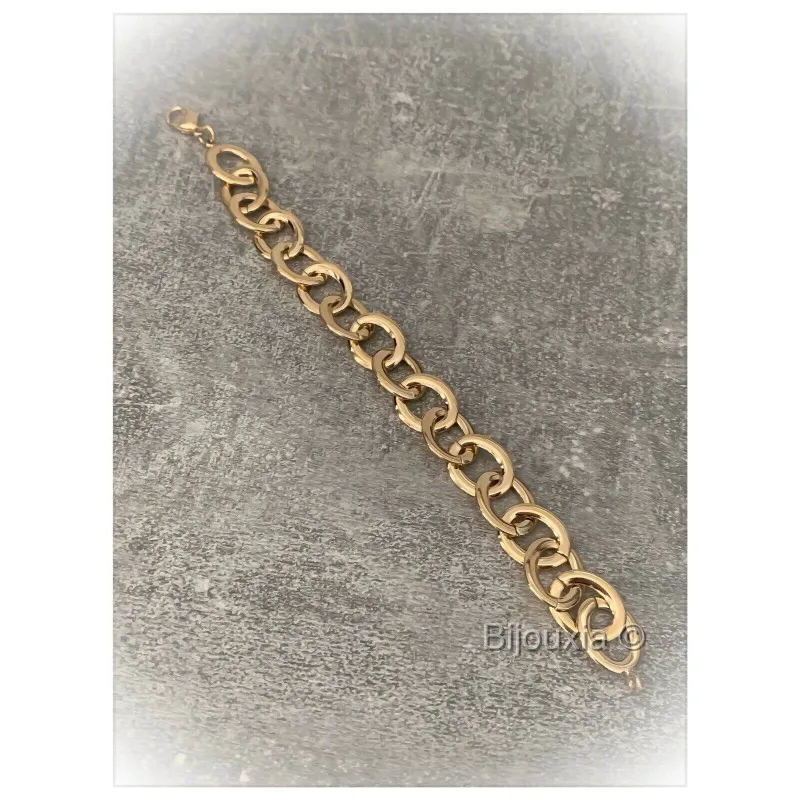 Bracelet Gourmette Maille Plaqué Or Vintage - Poinçonné, Occasion