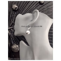 Boucles D'oreilles Dormeuses Grosses Boules Argent Massif 925/1000 Bijoux Femme