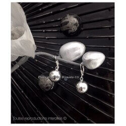 Boucles D'oreilles Dormeuses Grosses Boules Argent Massif 925/1000 Bijoux Femme