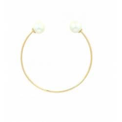 Bracelet Jonc Ouvert Double Perles En Verre Plaqué or 18 Carats