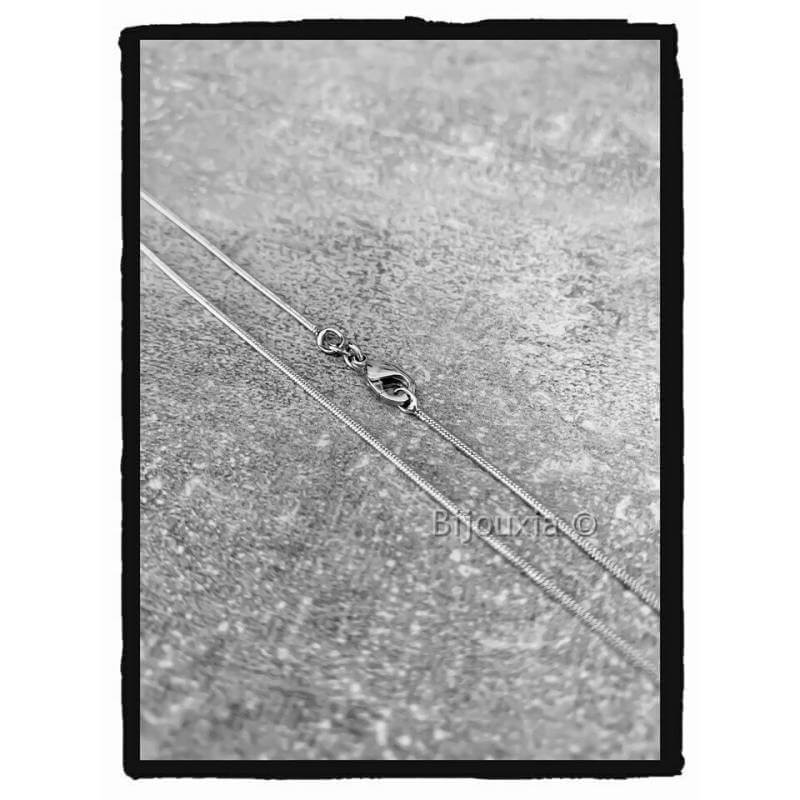 Chaîne Maille Serpent Argent Massif 925 Rhodié Choix 42CM/45CM