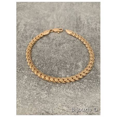 Bracelet Maille Palmier Tressée 20 cm En Plaqué Or 18 carats