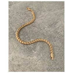 Bracelet Maille Palmier Tressée 20 cm En Plaqué Or 18 carats