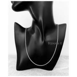 Collier Longue 70CM Maille Boule En Argent Massif 925/000 Bijoux