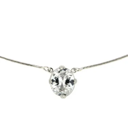 Collier Maille Serpent En Argent 925/1000 Avec Zirconium Cubique Ovale - Rhodié - Neuf Avec étiquettes