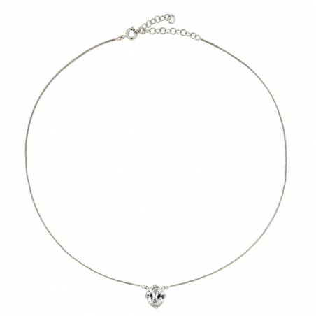 Collier Maille Serpent Cristal Zirconium Ovale Argent Massif 925/1000 Rhodié