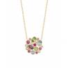 Collier Pendentif Fleur de Cristal Multicolore En Plaqué or 18 Carats 750/1000