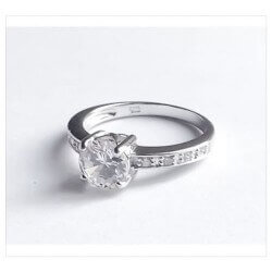 Bague Solitaire-Cristal Zirconium- Argent Massif 925 Rhodié- T60 -bijoux Femme-