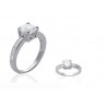 Bague Solitaire-Cristal Zirconium- Argent Massif 925 Rhodié- T60 -bijoux Femme-