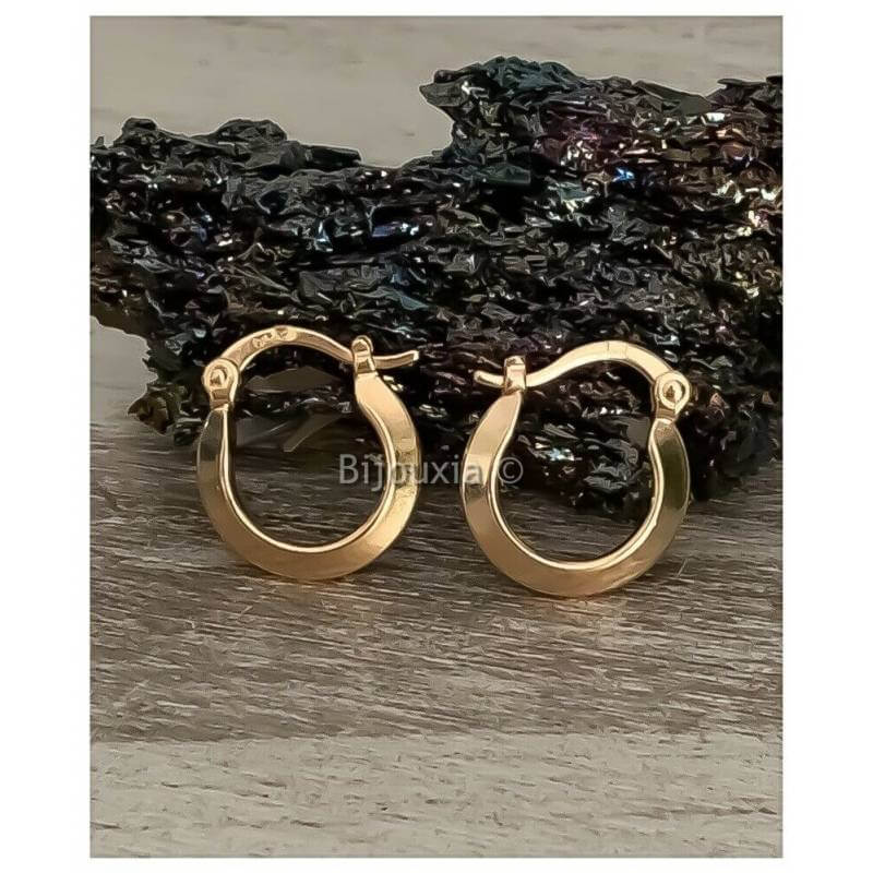 Boucles D'oreilles Petites Créoles Effet Miroir 1,5CM En Plaqué Or 18 Carats