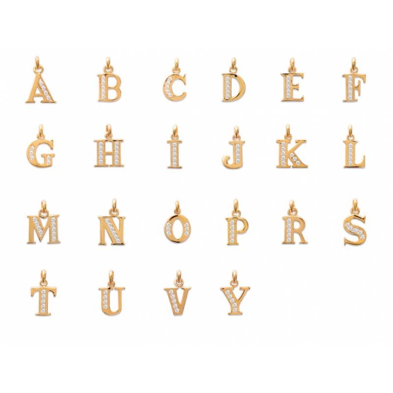 Pendentifs LETTRES Majuscules Zirconium Initiales Au CHOIX Plaqué or 18 Carats