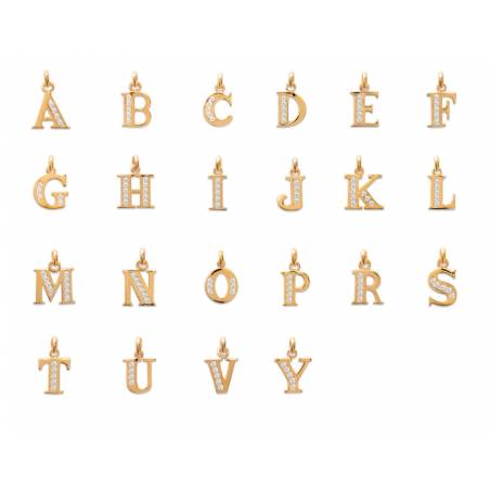 Pendentifs LETTRES Majuscules Zirconium Initiales Au CHOIX Plaqué or 18 Carats