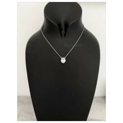 Collier Maille Serpent Cristal Zirconium Ovale Argent Massif 925/1000 Rhodié