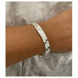 Bracelet Maille Miroir Large En Argent Massif 925/000 Bijoux Femme