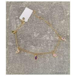 Bracelet Pampilles Cristal Zirconium Multicolore En Plaqué or 750/1000