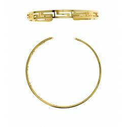 Bracelet Jonc Manchette Ajouré Diamètre 5,8CM En Plaqué Or 18 Carats