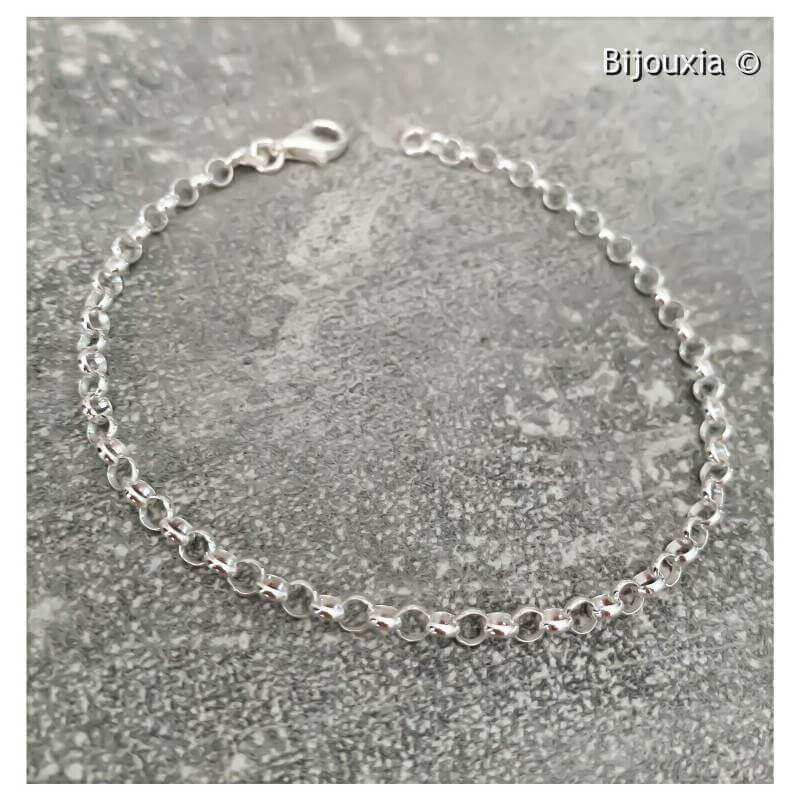 Bracelet Fin Maille Jaseron En Argent Massif 925/000