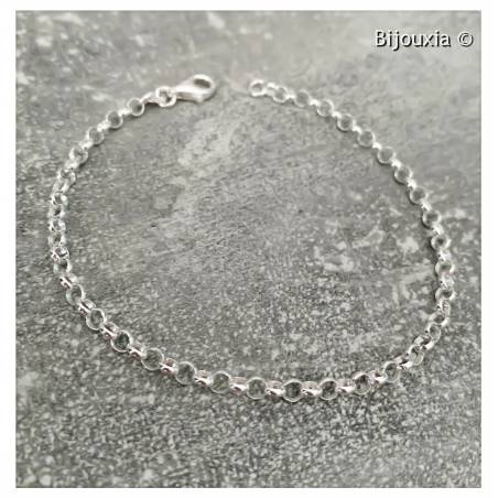Bracelet Fin Maille Jaseron En Argent Massif 925/000