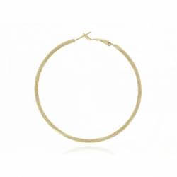 Boucles D'oreilles Grandes Créoles 7CM Torsadées et Granitées Plaqué or 750/000