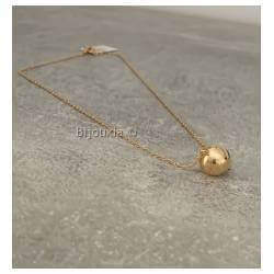 Collier Pendentif Boule 12MM En Plaqué Or 18 carats Bijoux Femme