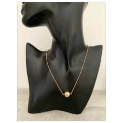 Collier Pendentif Boule 12MM En Plaqué Or 18 carats Bijoux Femme