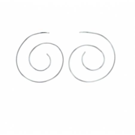 Boucles D'oreilles Anneaux Spirales Diamètre 3,5CM en Argent 925/1000 Rhodié