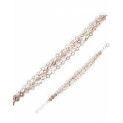 Bracelet Multi-Chaînes Ajourées En Argent Et Argent Doré Rose 925/1000 Rhodié