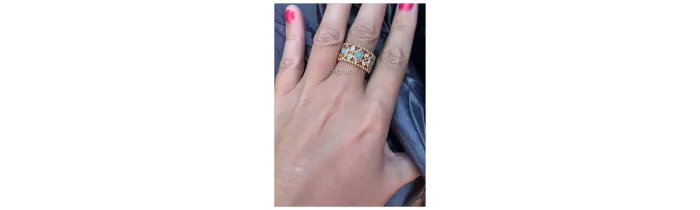 Bague Pierre Aventurine et Oxyde de Zirconium En Plaqué or 18 Carats 750/1000