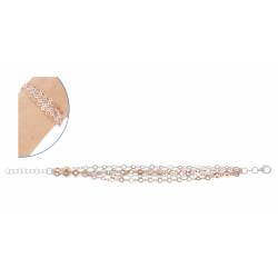 Bracelet Multi-Chaînes Ajourées En Argent Et Argent Doré Rose 925/1000 Rhodié