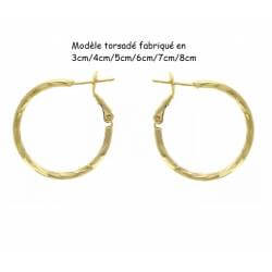 Boucles D'oreilles Grandes Créoles 8CM Fil Torsadé En Plaqué or 750/000