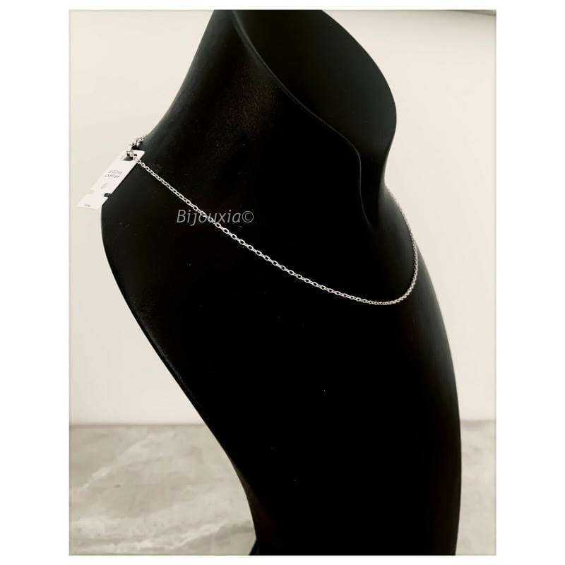 Chaîne De Cou Forçat 42cm En Argent Massif 925/000 Rhodié Bijoux NEUF
