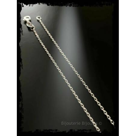 Chaîne 38cm x 1.45mm Maille Forçat diamantée Argent Massif 925/000
