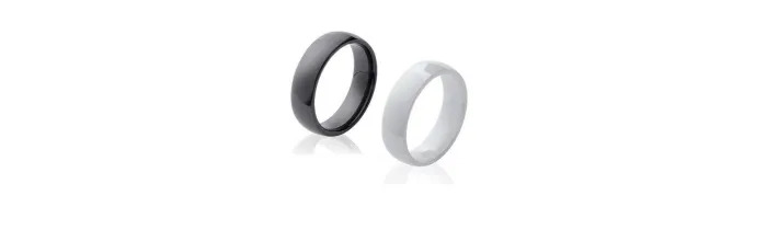 LOT de deux Bagues Taille 54 NOIR et BLANC Céramique