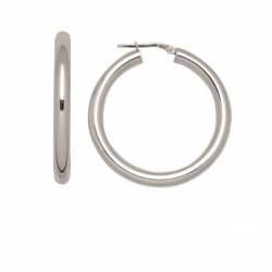 Boucles D'oreilles Créoles Tubes 3CM En Argent Massif 925/000 Rhodié - CPL