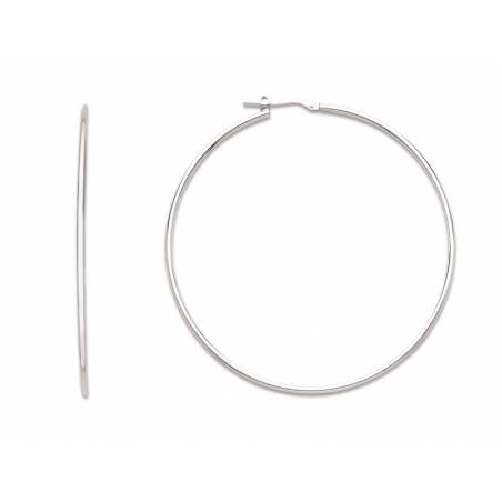 Boucles D'oreilles Créoles Tubes 6CM Argent Massif 925/000 Rhodié - CPL