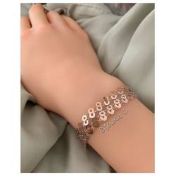 Bracelet Multi-Chaînes Ajourées En Argent Et Argent Doré Rose 925/1000 Rhodié