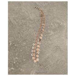 Bracelet Multi-Chaînes Ajourées En Argent Et Argent Doré Rose 925/1000 Rhodié