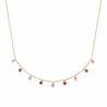 Collier pampilles Perles de Cristal Rose Violet En Plaqué Or 18 Carats 750/1000