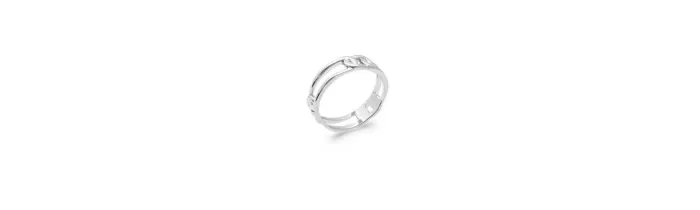 Bague Motif Chaîne En Argent Massif 925/1000 Rhodié T50-52-54-56-58-60