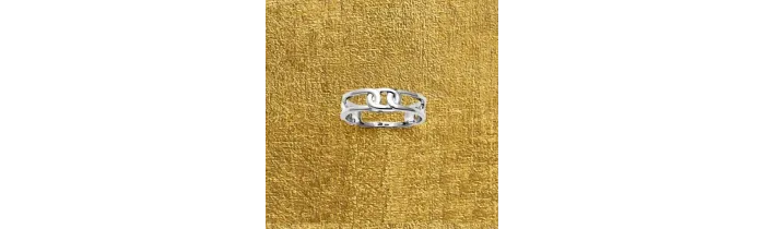 Bague Motif Chaîne En Argent Massif 925/1000 Rhodié T50-52-54-56-58-60
