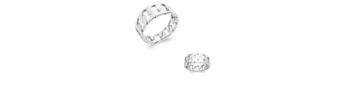 Bague Motif Chaîne Gourmette En Argent Massif 925/1000 Rhodié T50 à 60